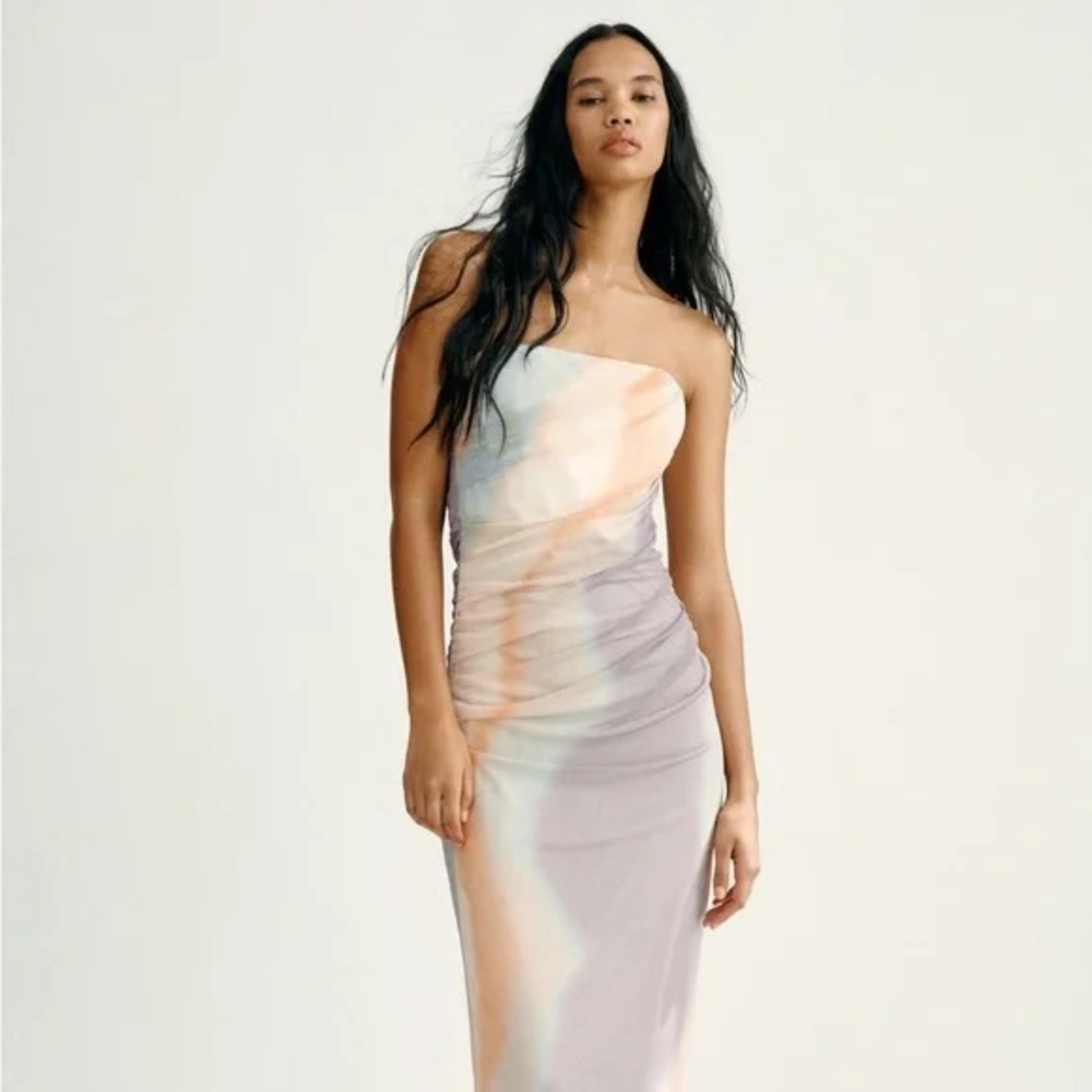 Zara mesh strapless dress